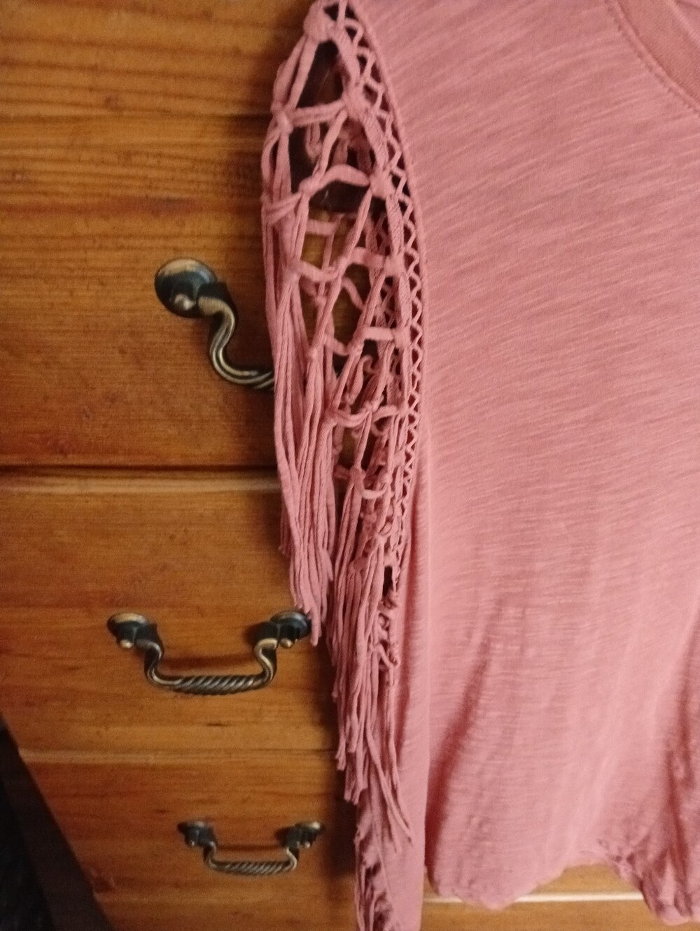 Tokyo Darling Dusty Rose Fringe Tank Top Size: Large - Picture 3 of 7